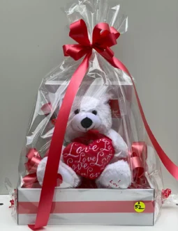 Hamper White Teddy Love Heart