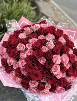 100 Red And Pink Rose Bouquet